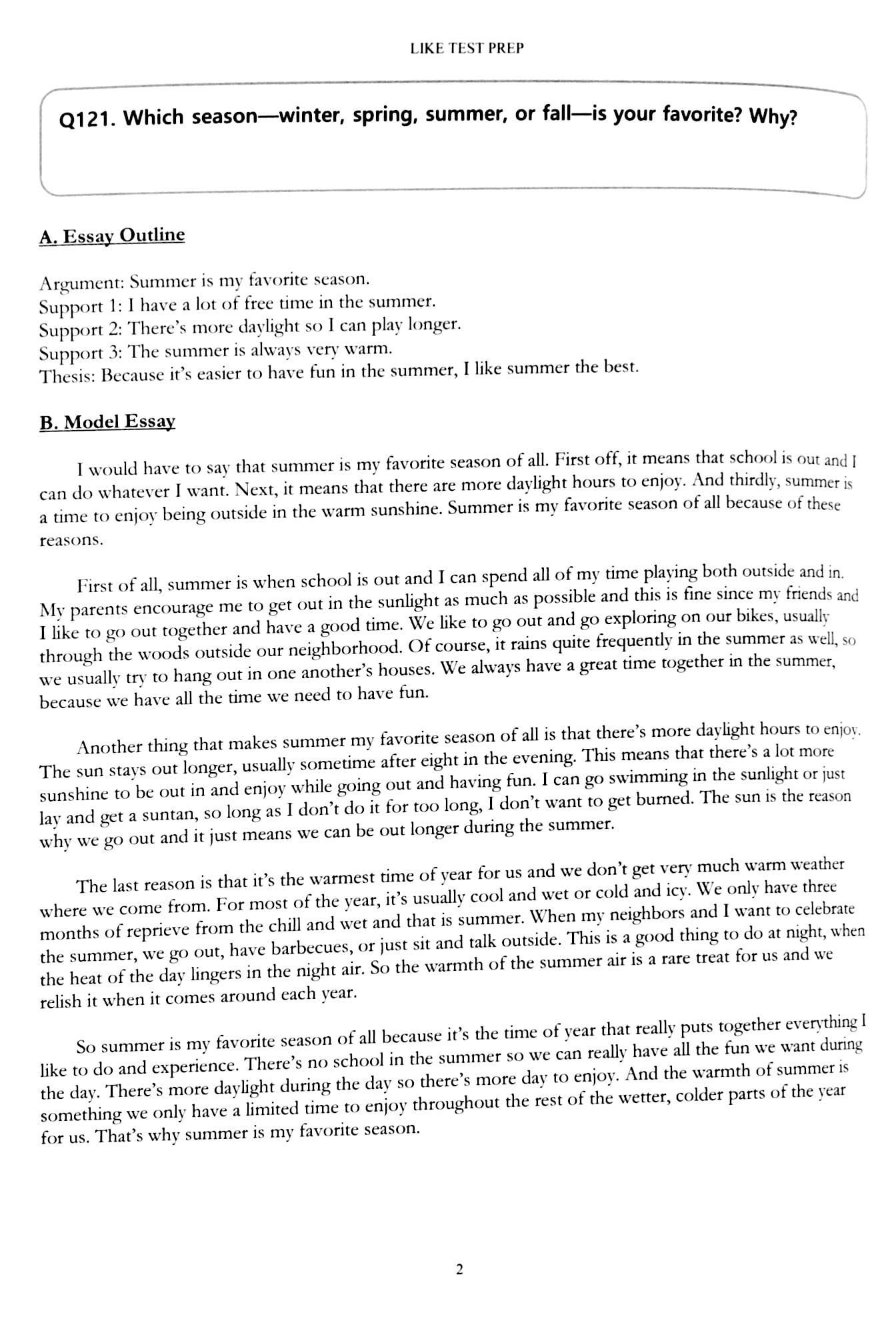 Fahasa - Like Test Prep 240 Writing Topics With Sample Essays - Vol. 2 (Topics 121 - 240)