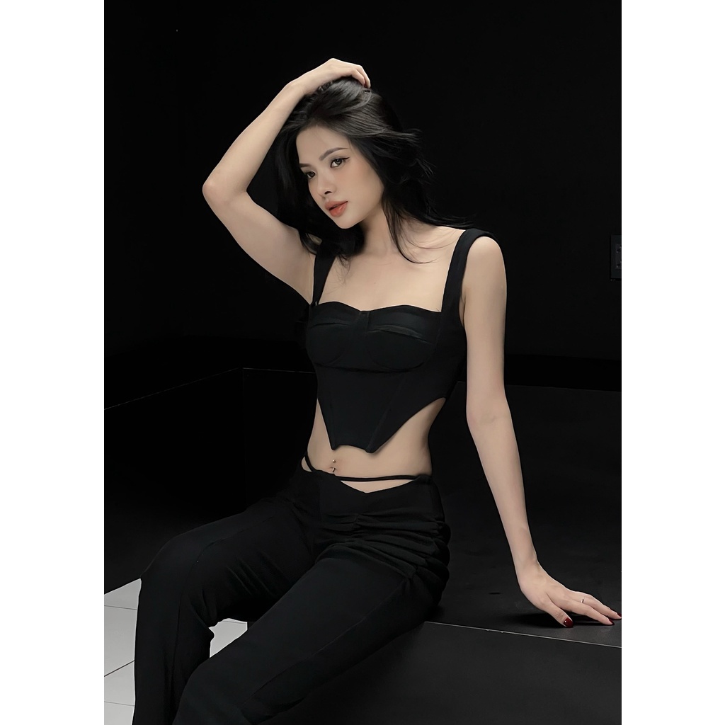 Áo croptop corset cúp ngực thun gân Envy Corset - Tipblu