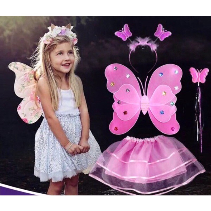 bán buôn cổ tích màu hồng cánh bướm cho trẻ em thiên thần cánh bé công chúa  cổ tích ăn mặc thiết lập với cánh váy và cây đũa| Alibaba.com