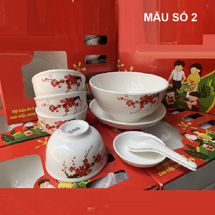 Bộ chén tô dĩa sứ hoa đào - chén tô dĩa sứ