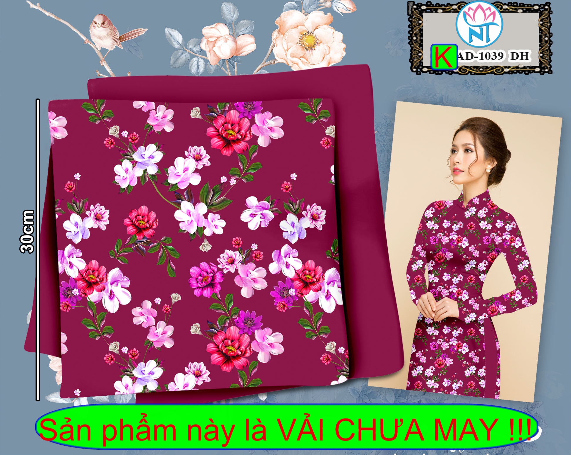 Vải áo dài hoa đều - k 1039