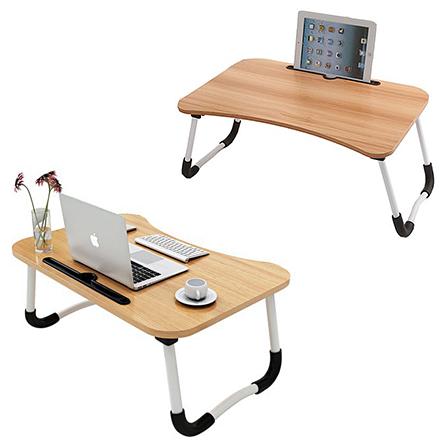 Bàn Học Gấp Gọn Thông Minh Có Khe Để Ipad - Chân Thép Có Đế Chống Trượt (Ngẫu Nhiên Màu)