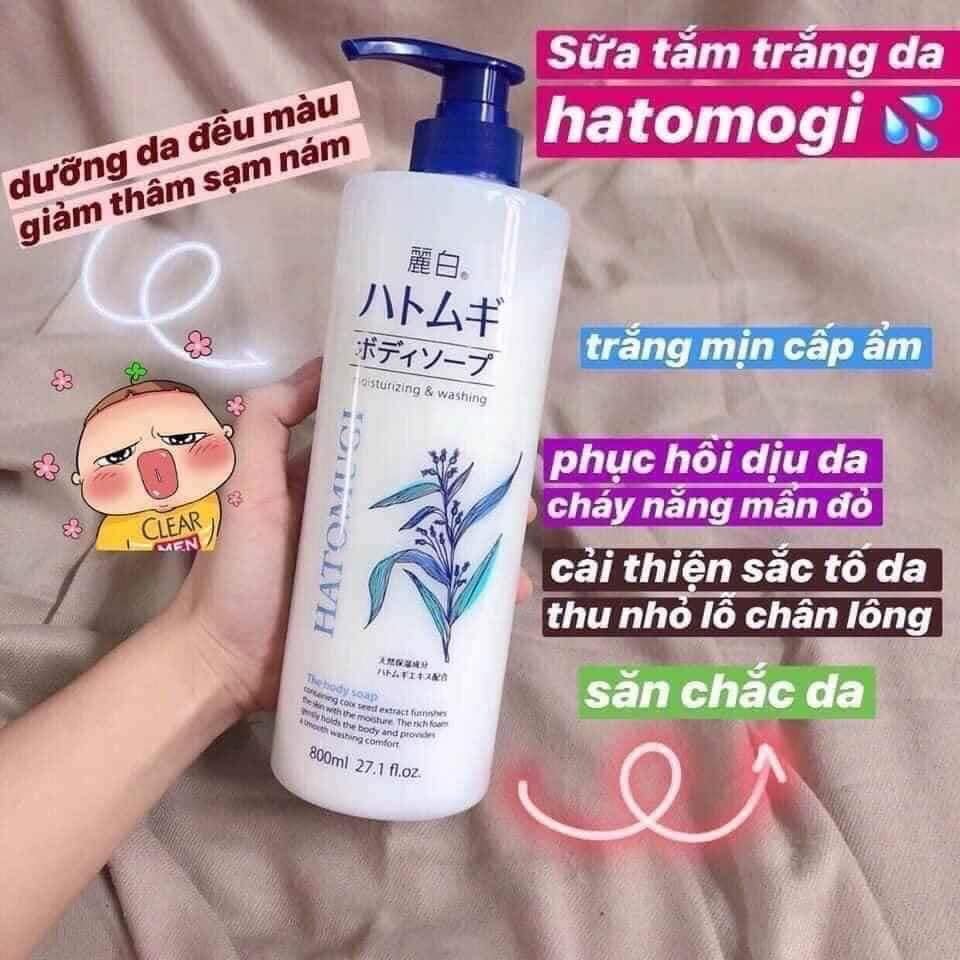 Sữa Tắm Dưỡng Ẩm Trắng Da Hatomugi Moisturizing Washing 800ml