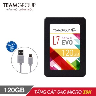Ổ cứng SSD L7 120GB Team Group EVO Sata III 2.5 inch (chíp Marvell controller của Mỹ) + Cáp micro USB Romoss CB05 tròn dài 1m - Hãng phân phối chính thức thumbnail