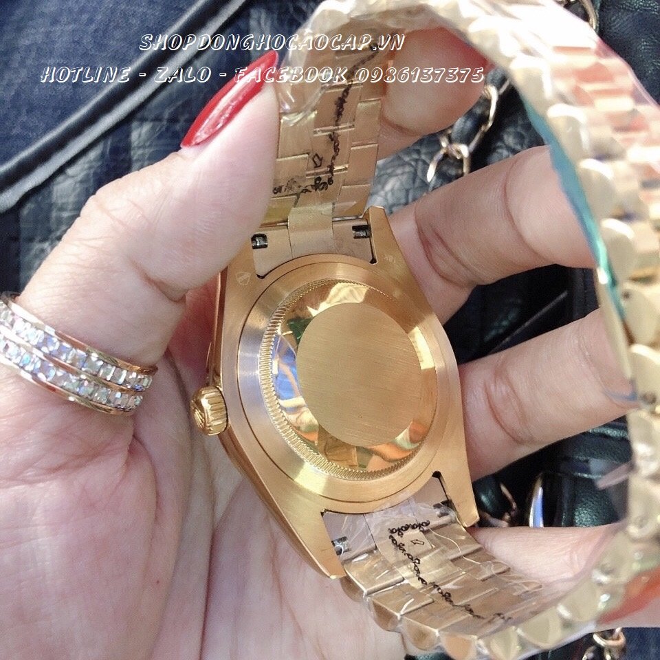 Đồng Hồ Nam Rolex Automatic 2 Lịch Dây Vàng Mặt Vàng 41mm