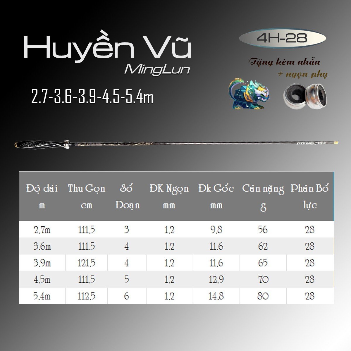 Cần Câu Tay Huyền Vũ 4H