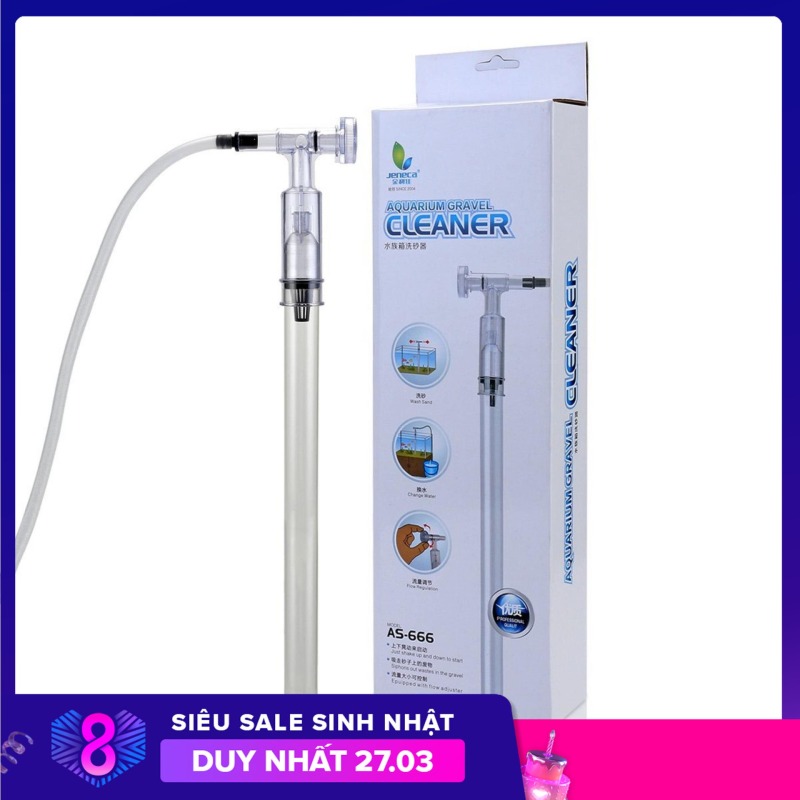 Dụng cụ vệ sinh, bơm nước hồ cá AS-666B siêu sạch, điều khiển bằng tay ( trắng)