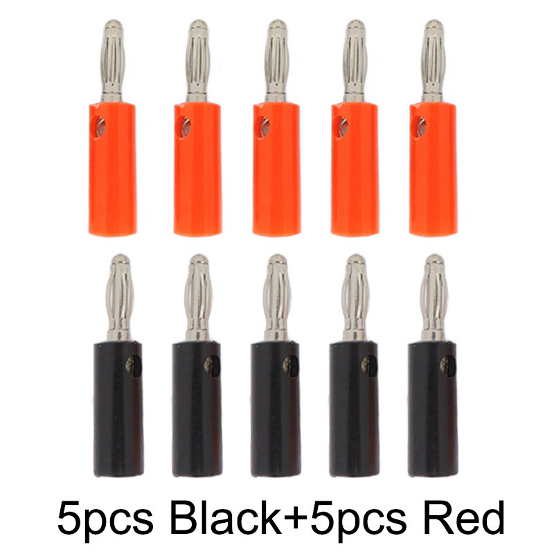 KKQLA Store 5pcs Audio Speaker Screw 4mm Banana male Gold Plate Plugs Connectors Black Red Golden Audio Speaker Screw Wholesale
