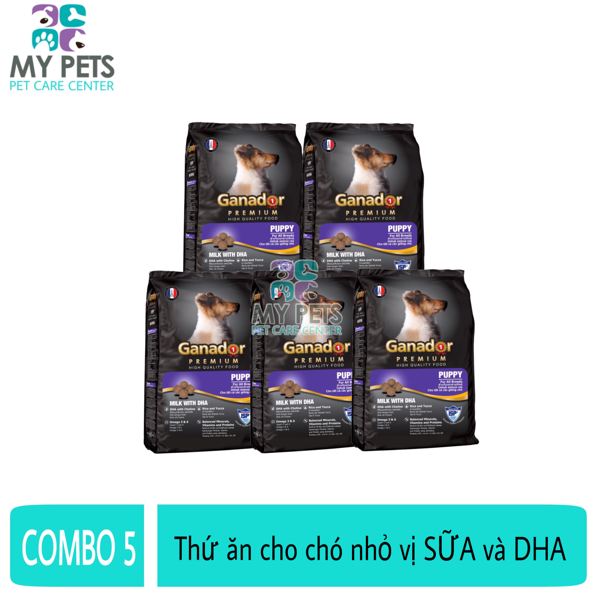 Thức ăn cho chó nhỏ có sữa và DHA giúp chó con thông minh - Thức ăn cho chó Ganador Puppy 400g
