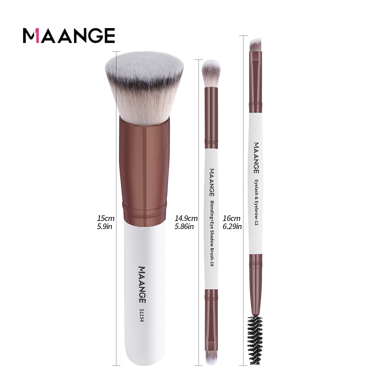 Bộ 3 Cọ Trang Điểm MAANGE Cọ Mắt, Phủ, Nền
