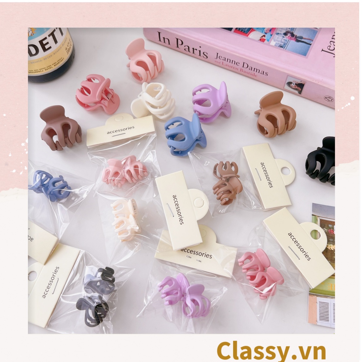 Classy Combo 10 kẹp càng cua, kẹp tóc nữ nhiều màu basic PK1628