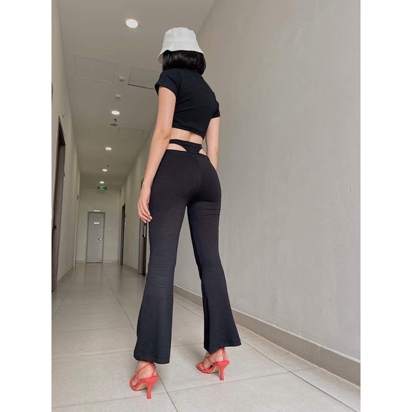 Áo tay ngắn cột eo