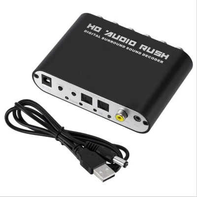Digital 5.1 Audio Decoder Dolby Dts/Ac-3 Optical to 5.1-Channel RCA Analog Converter Sound Audio Adapter Amplifier