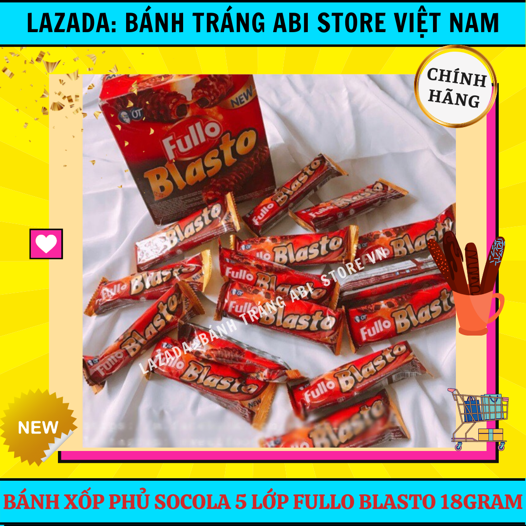Bánh xốp ống socola 5 lớp giòn Fullo Blasto-Hàng nhập Indonesia-cây 18g