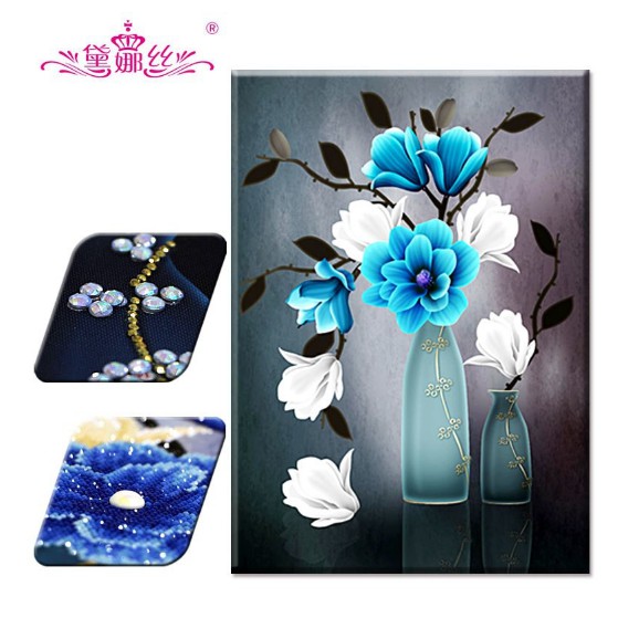 Tranh đính đá bình hoa nghệ thuật DF2563 (56cm x 75cm)