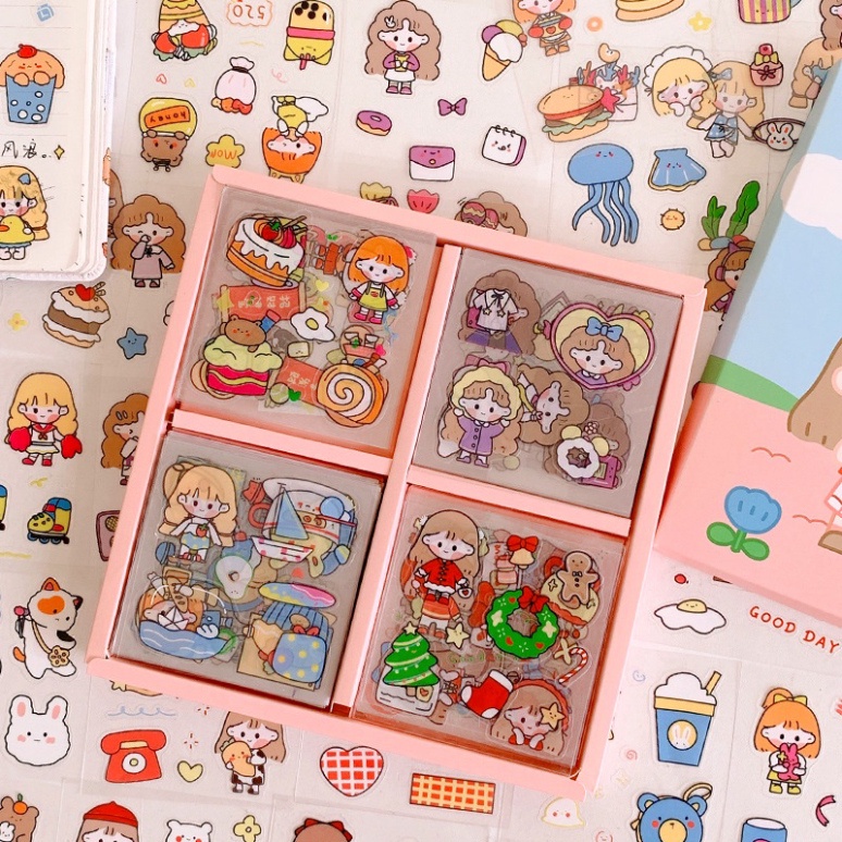 Miếng dán Stiker hoạt hình dễ thương đầy màu sắc
