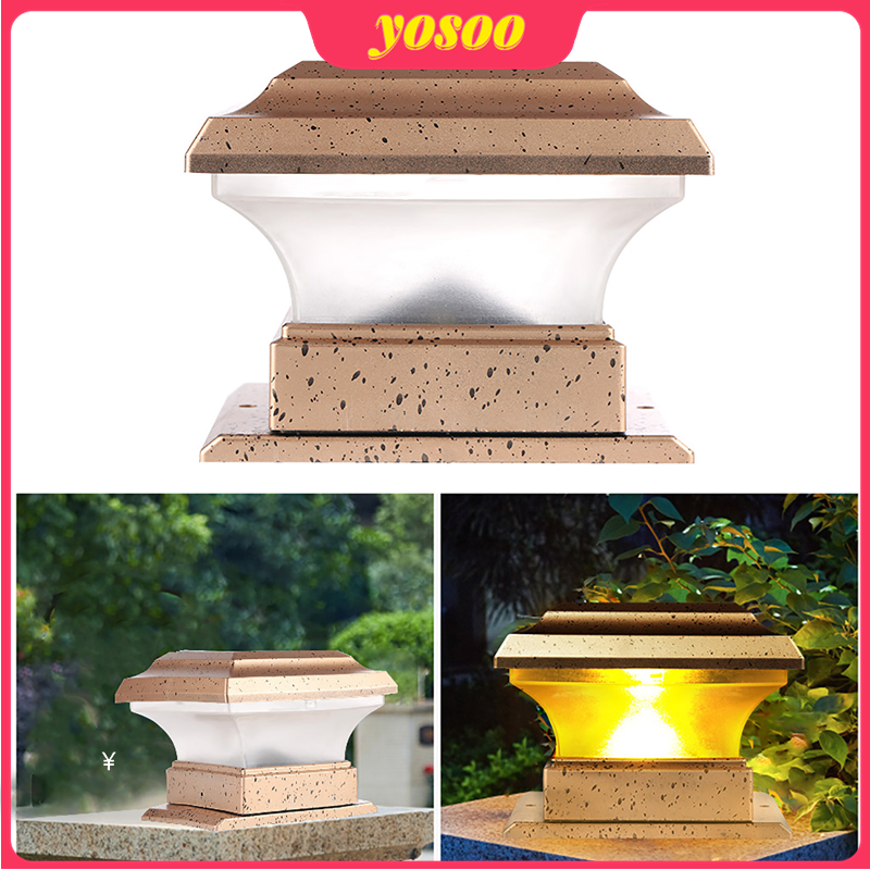 Solar Power Fence Post Lights Waterproof Outdoor Garden Landscape Yard Pillar Lamp Warm Light