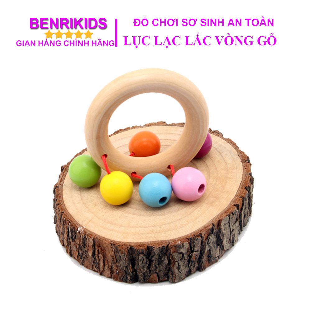 Đồ Chơi Sơ Sinh Bằng Gỗ,Lục Lạc Xúc Xắc Gỗ Sồi Lắc Tròn Cho Bé Từ 0 Đến 6 Tháng