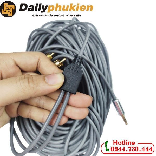 Dây loa 3.5mm sang 2 đầu AV dài 30m
