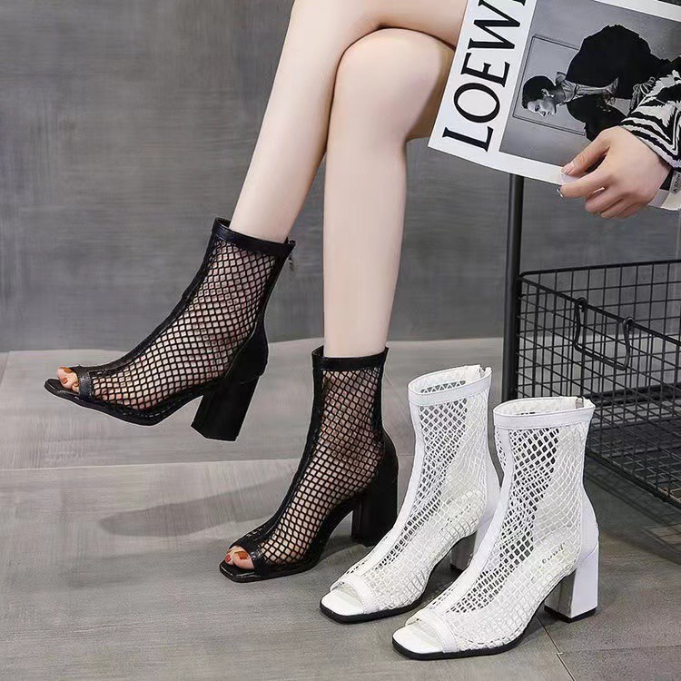 Bốt lửng lưới hở mũi cao 8cm 2 màu cực xinh (MÃ 8228)
