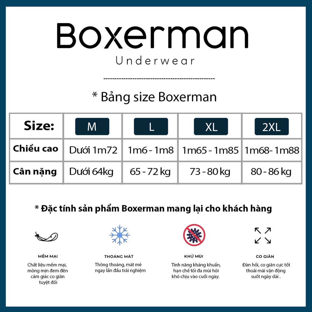 Quần sịp nam boxer combo 3 quần PRO FIT trunk polyester cao cấp BOXERMAN