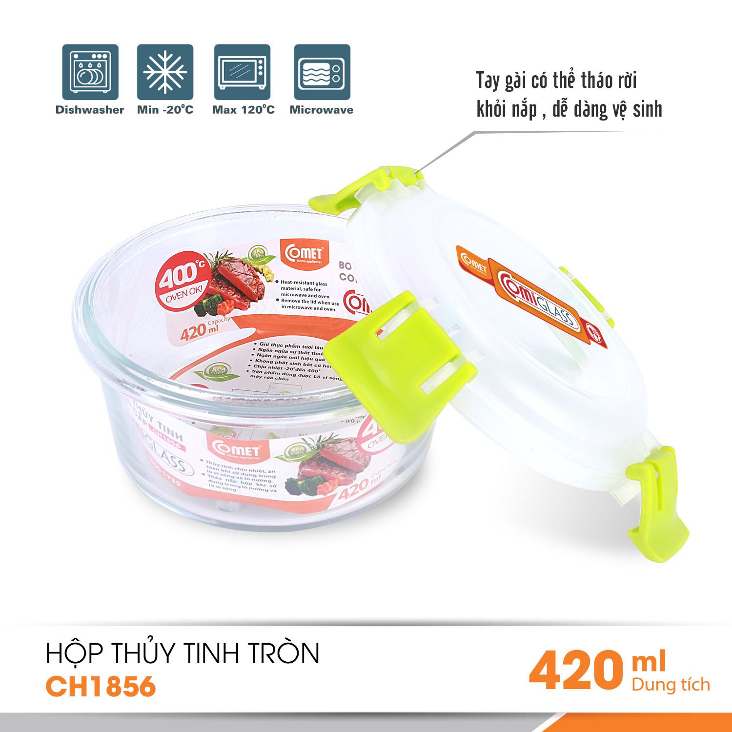 Hộp đựng thực phẩm thủy tinh COMET - CH1856 420ml
