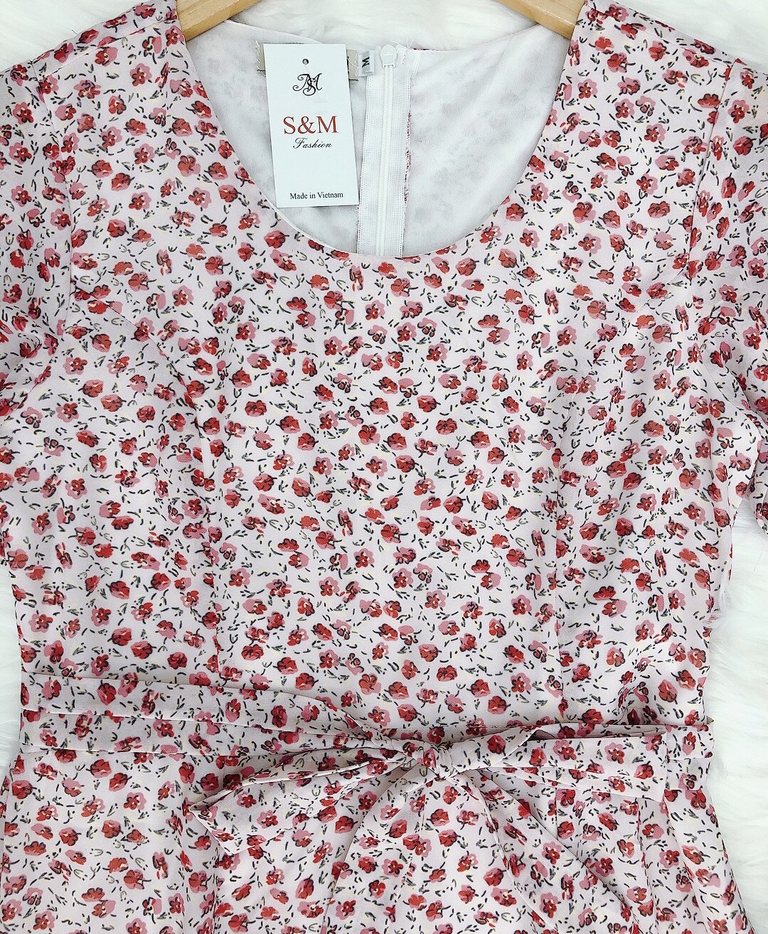Maxi xẻ đùi hoa nhí cột eo Misa - MS0226