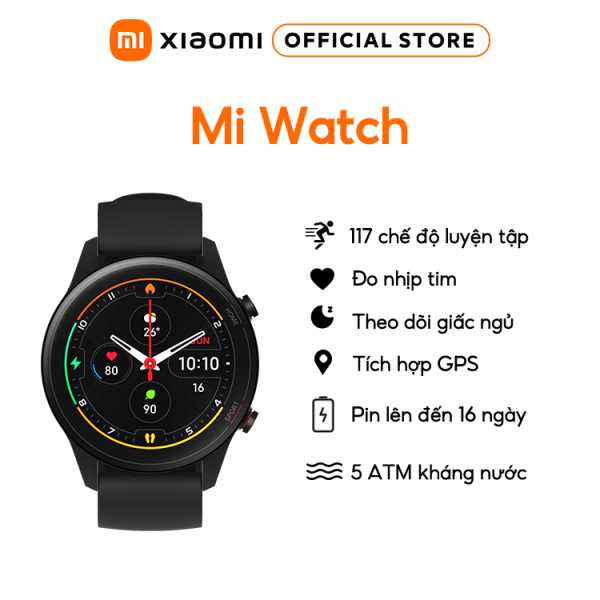 [Trả góp 0%]Đồng hồ thông minh Xiaomi Mi Watch - Màn hình AMOLED  1.39  Hỗ trợ GPS  Chống nước 5ATM  Hỗ trợ 117 chế độ thể thao | Theo dõi nhịp tim | Pin 420 mAh  Thời gian sử dụng đến 9 ngày - Bảo hành chính hãng 12 th
