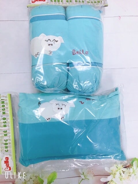 [HCM] Bộ Gối Chặn và gối Nằm Đậu Xanh Hút Mồ Hôi Cho Bé