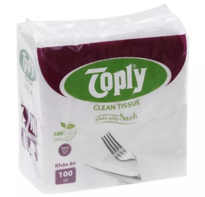 Combo 6 bịch Khăn giấy vuông Toply bịch 100 tờ