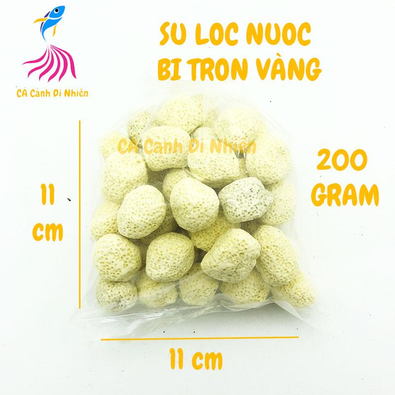 Sứ lọc hình viên bi tròn vàng 200 Gram - vật liệu lọc nước cho hồ cá