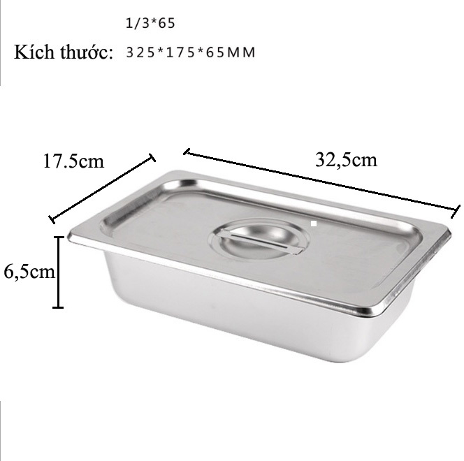 Combo 5 Khay Inox Đựng Thạch Topping Đựng Thực Phẩm GN 1/3