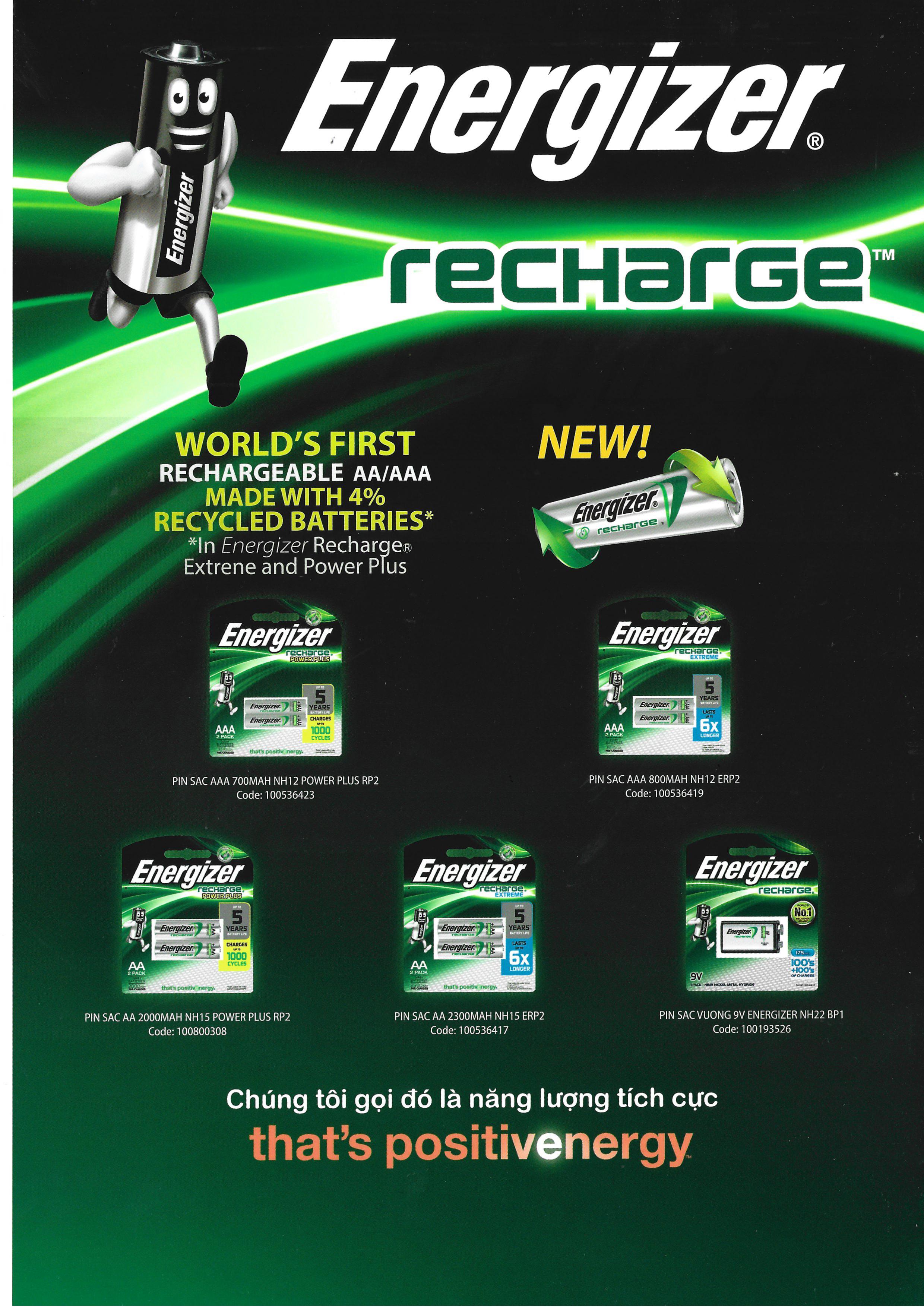 Pin Sạc AA Energizer AA 2000mAh NH15PPRP2 - 100800308