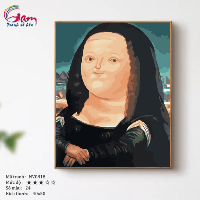 Paint by numbers kit with frame - No NV0818 Fat Monalisa Painting For Home Wall Decor, New Hobby And Gift