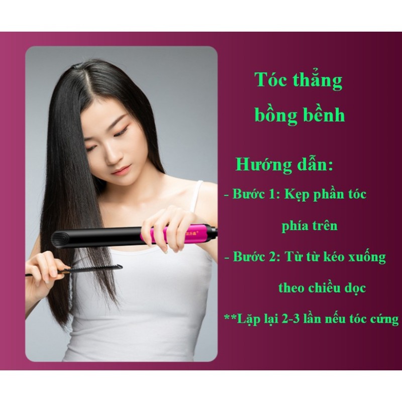 Máy ép duỗi tóc, uốn xoăn tóc Hàn Quốc 2 trong 1 phủ lớp gốm Tourmaline Ion âm giúp tóc khỏe mạnh, dùng được cho cả tóc khô và tóc ướt, tích hợp uốn và duỗi trong 1 máy , chất lượng cao, an toàn khi sử dụng nhập khẩu