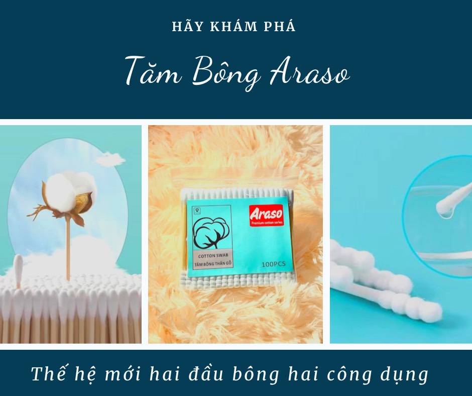 Tăm bông thân gỗ Araso 100 que