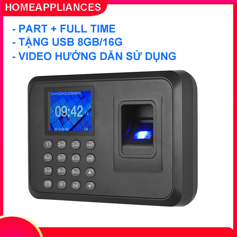 Máy Chấm Công Quét Vân Tay 911(Tặng USB 8GB/16G + Video Hướng dẫn sử dụng - Part + Full time)