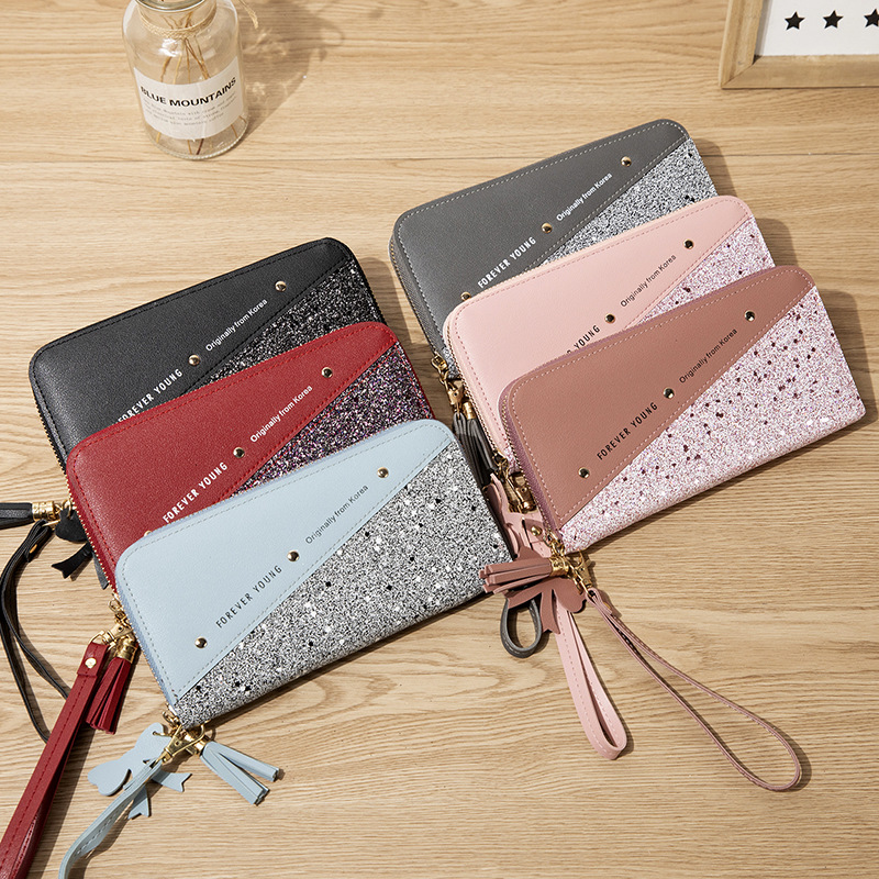 Ví nữ dài cầm tay bling bling FOA98