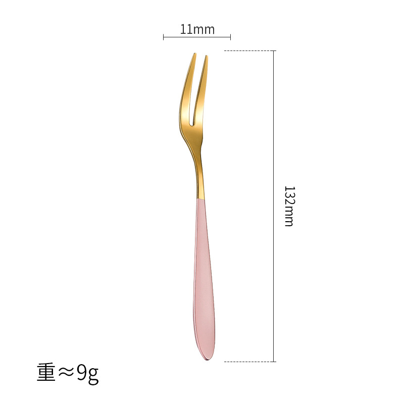 Set 5 nĩa inox 304 mạ vàng cán nhiều màu siêu đẹp ăn trái cây, bánh, tráng miệng cao cấp nhập khẩu - nĩa inox cao cấp sang trọng - nĩa ăn bánh - nĩa ăn trái cây - nĩa ăn tráng miệng