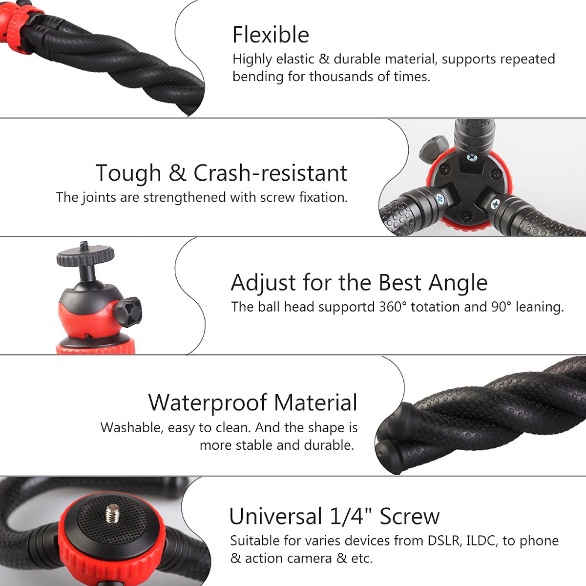 Chân đế máy ảnh Tripod Ballhead Mini Octopus Flexible (Giao Màu Ngẫu Nhiên) - HÀNG NHẬP KHẨU