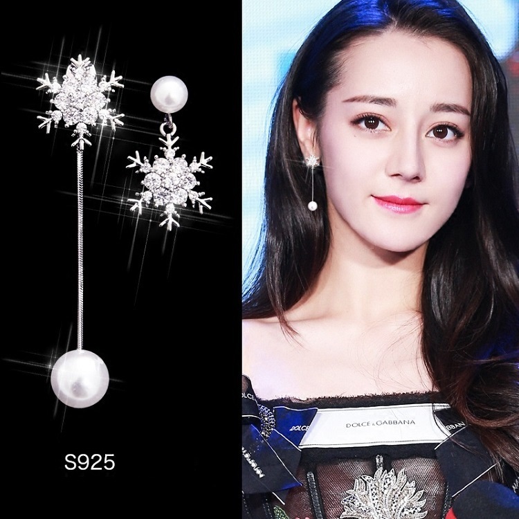 Bông Tai  Ngọc Trai Rơi Dưới Hoa Tuyết Thời Trang Hàn Quốc  BTTUYETNGOCTRAI09