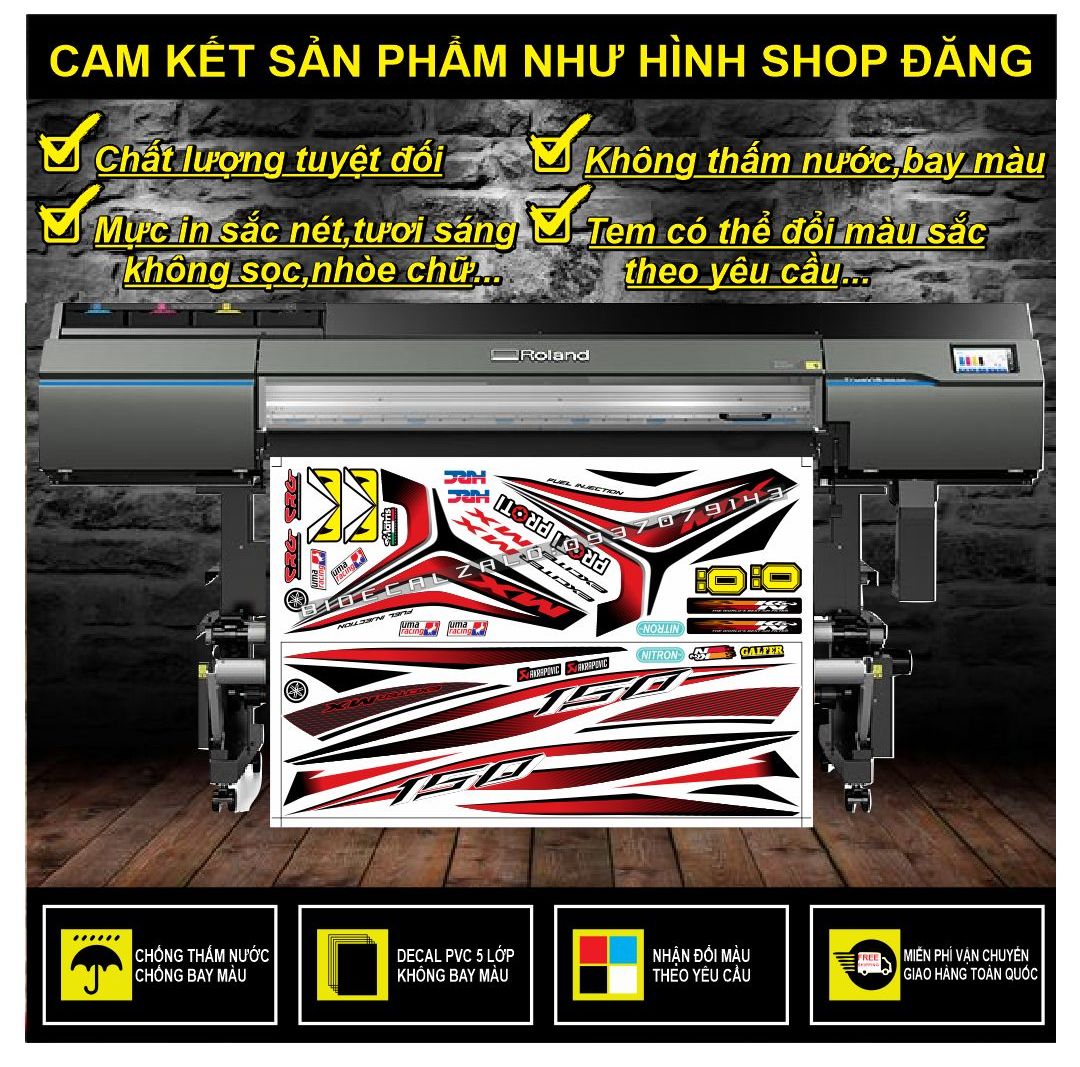 TEM RỜI EXCITER 150 MXKING CHẾ PHỐI TRẮNG ĐỎ