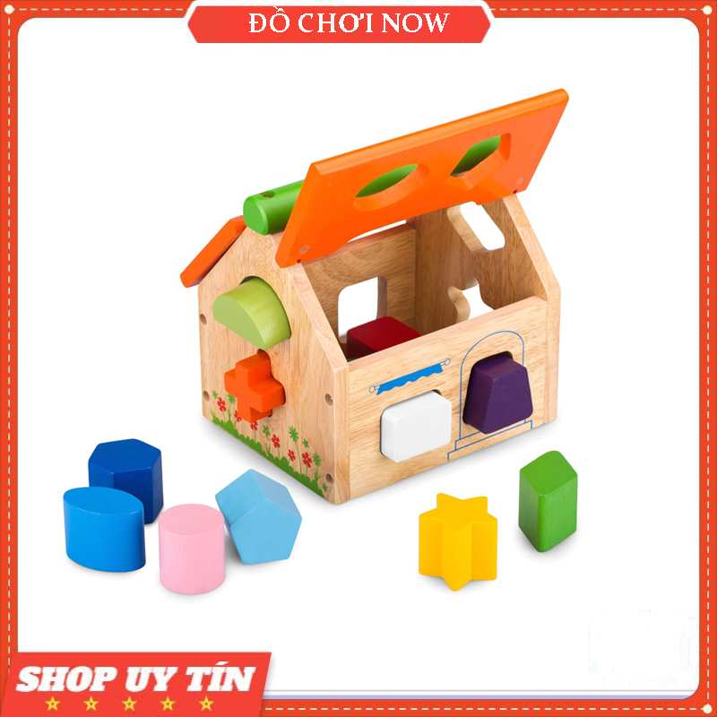 Đồ chơi thả hình khối - Nhà thả 12 khối, Đồ chơi gỗ Winwintoys