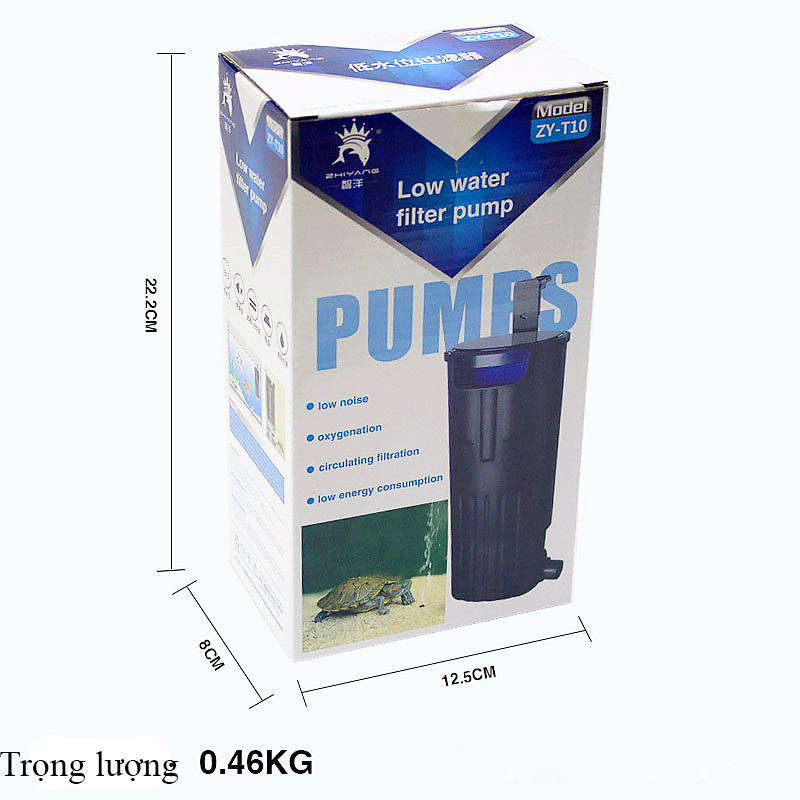 Máy lọc cho bể cá, hồ cá RESUN ZY-T10 công suất lớn 6W lưu lượng 600 lít/giờ cài đặt đơn giản, sử dụng dễ dàng