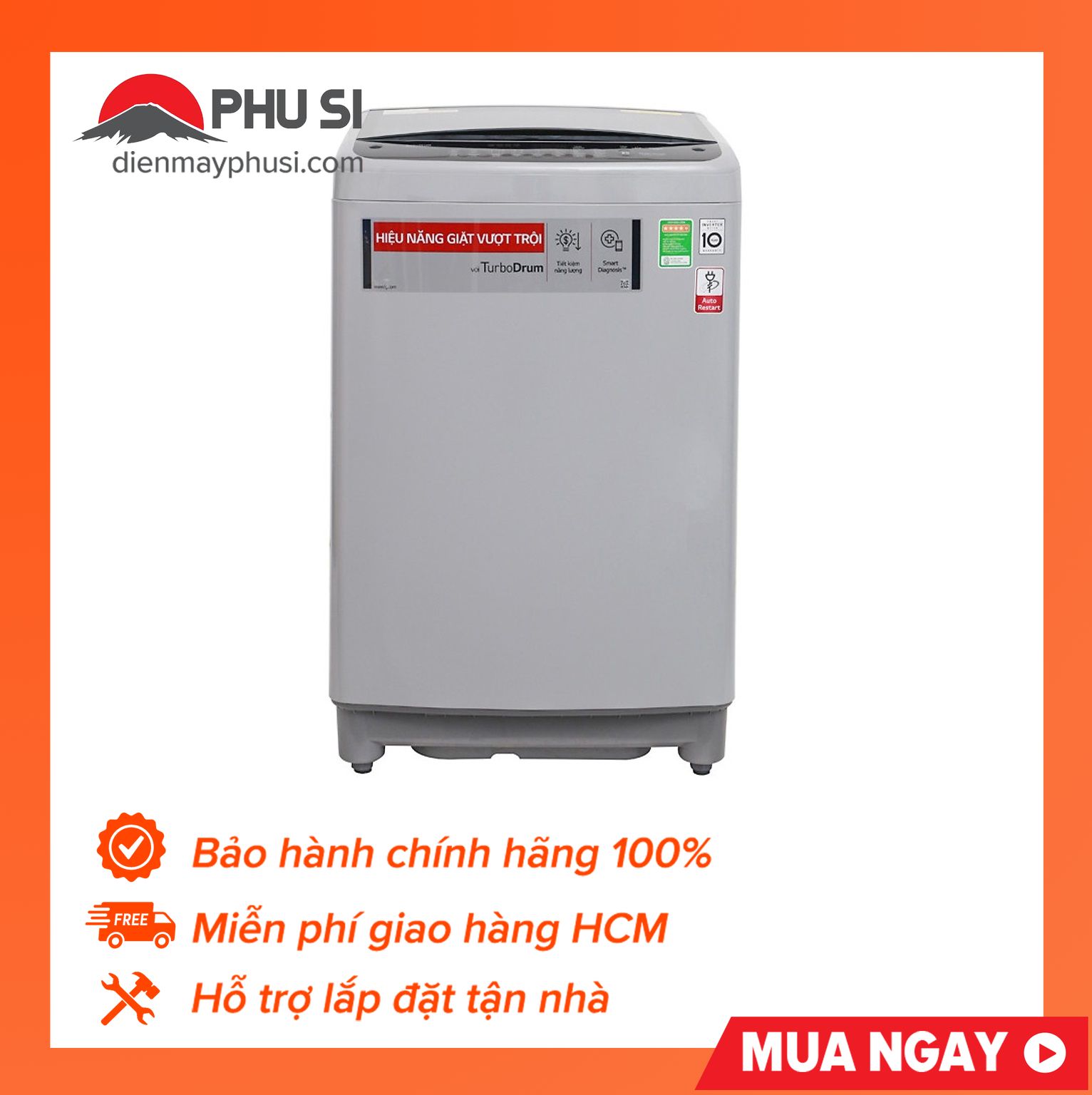 [Trả góp 0%]Máy giặt LG T2395VS2M 9.5kg Inverter