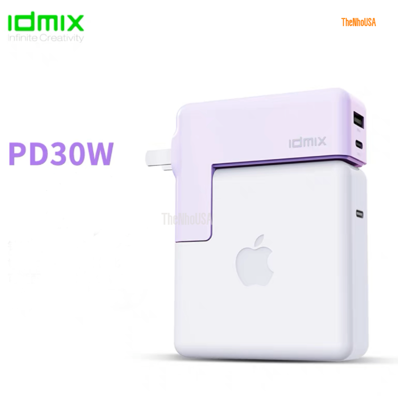 Củ sạc nhanh Idmix P30 Pro - [1 Type C + 1 Type A] PD/QC... [Kết hợp với củ AP] - [BH 12T]