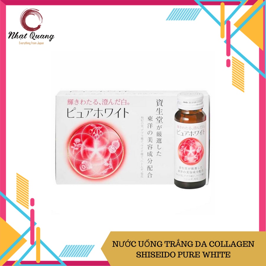 Nước uống trắng da Pure White Nhật Bản dạng nước (1 hộp 10 lọ)