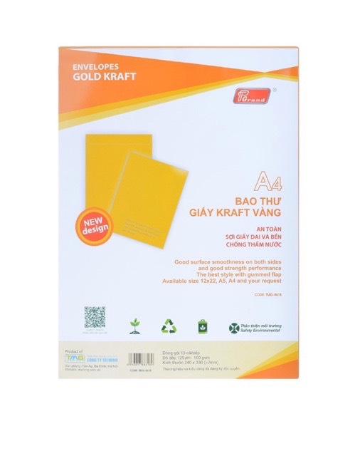 BAO THƯ GRAND A4 TRẮNG VÀNG (X/10C)