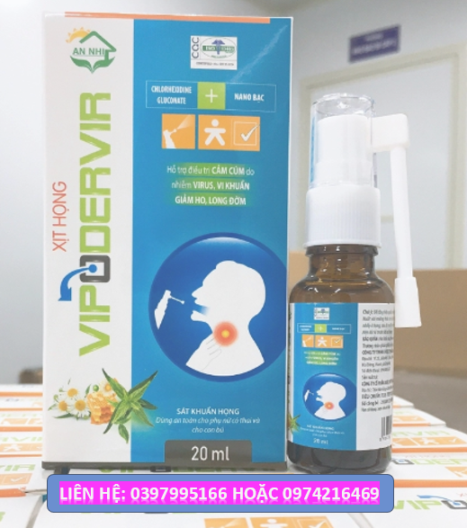 Xịt họng vipodervir chai 20ml