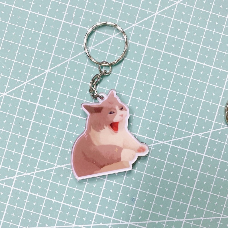 Móc khoá mica mèo meme cute- bựa